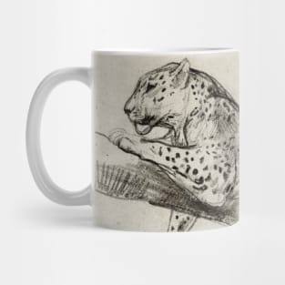 Leopard laying on a branch Mug